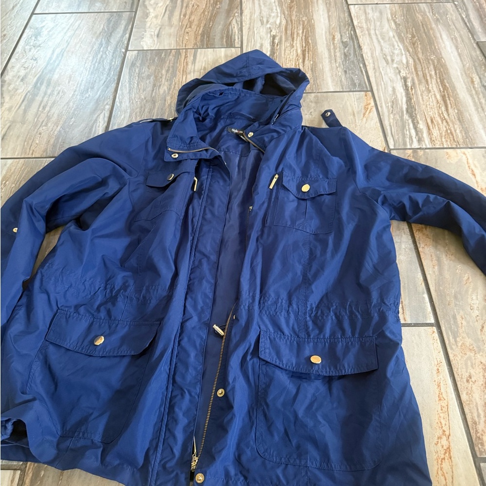 & Other Stories Blue Hooded Raincoat